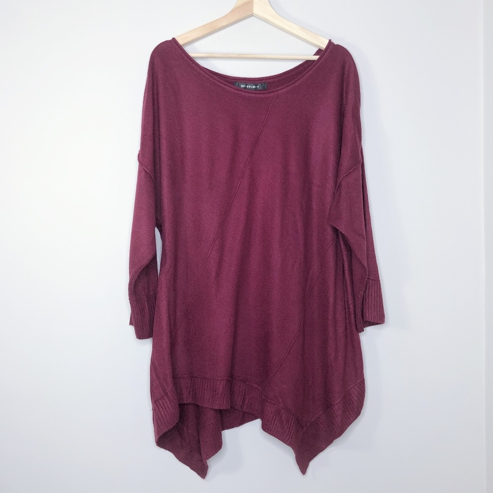 89th & Madison Plum Asymmetrical Hem Sweater - 2X